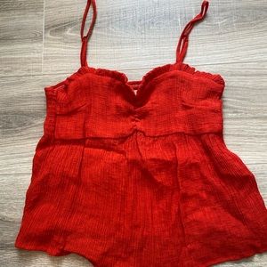 women’s red tank top with sweetheart neckline!